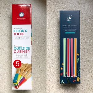 Bamboo Cook’s Tools & Silicone Straw Set